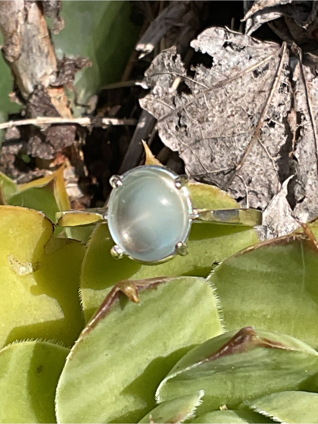 Moonstone With A Star .925 Silver Ring 8
